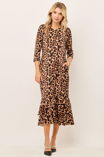 Leopard Ruffle Dress-2 colors