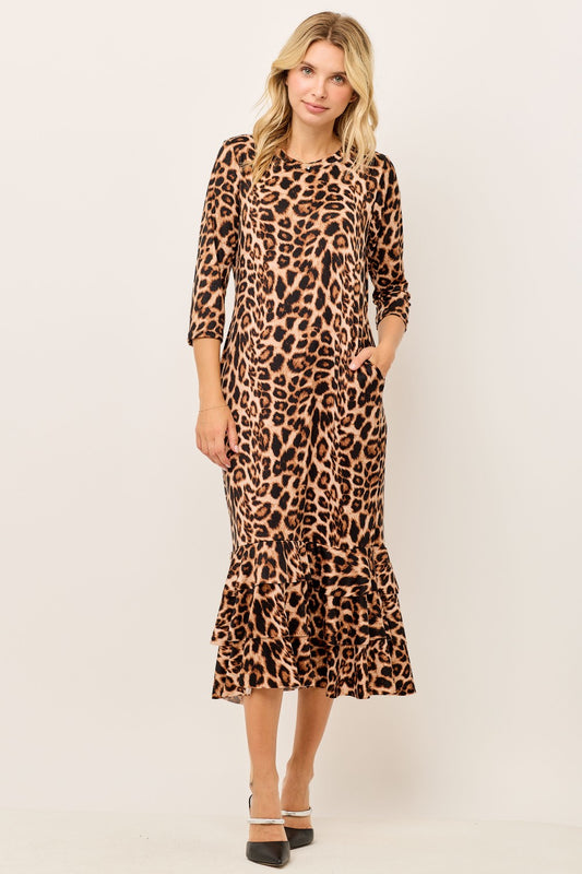 Leopard Ruffle Dress-2 colors