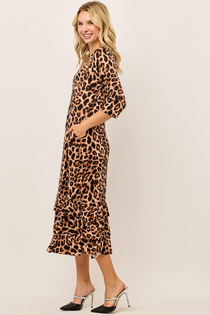 Leopard Ruffle Dress-2 colors