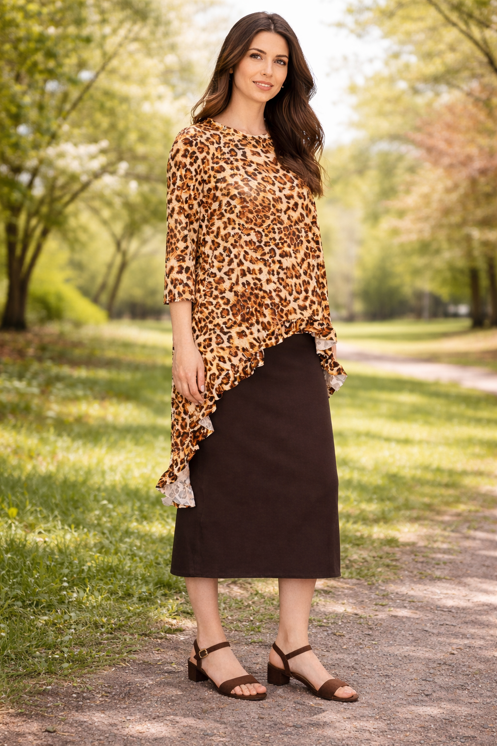 Sarah Leopard with sparkles Hi Low Tunic