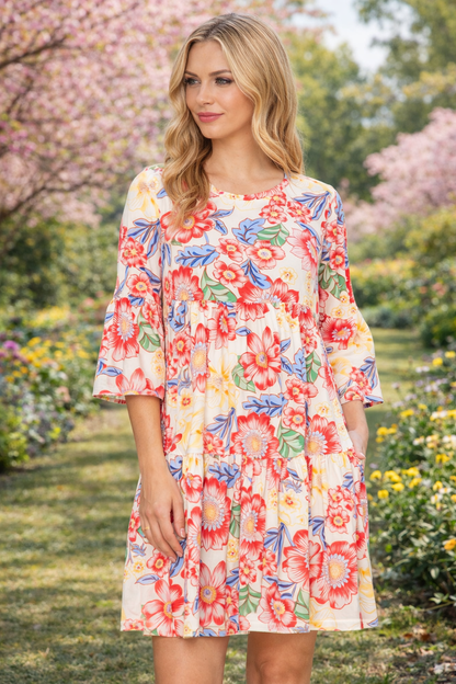Multi Floral Tunic Dress