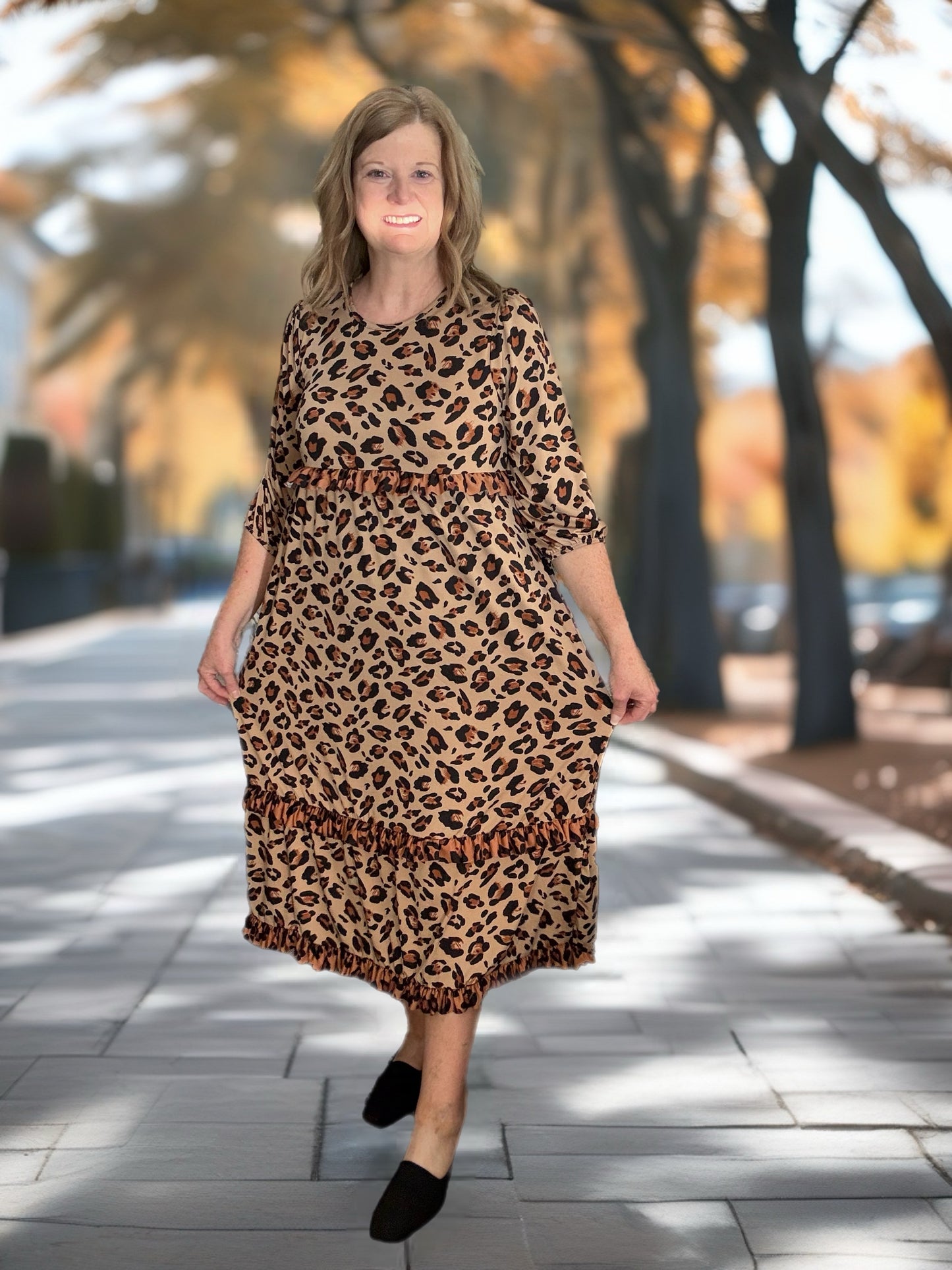 Tiered Ruffle Leopard Dress