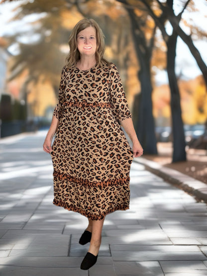 Tiered Ruffle Leopard Dress