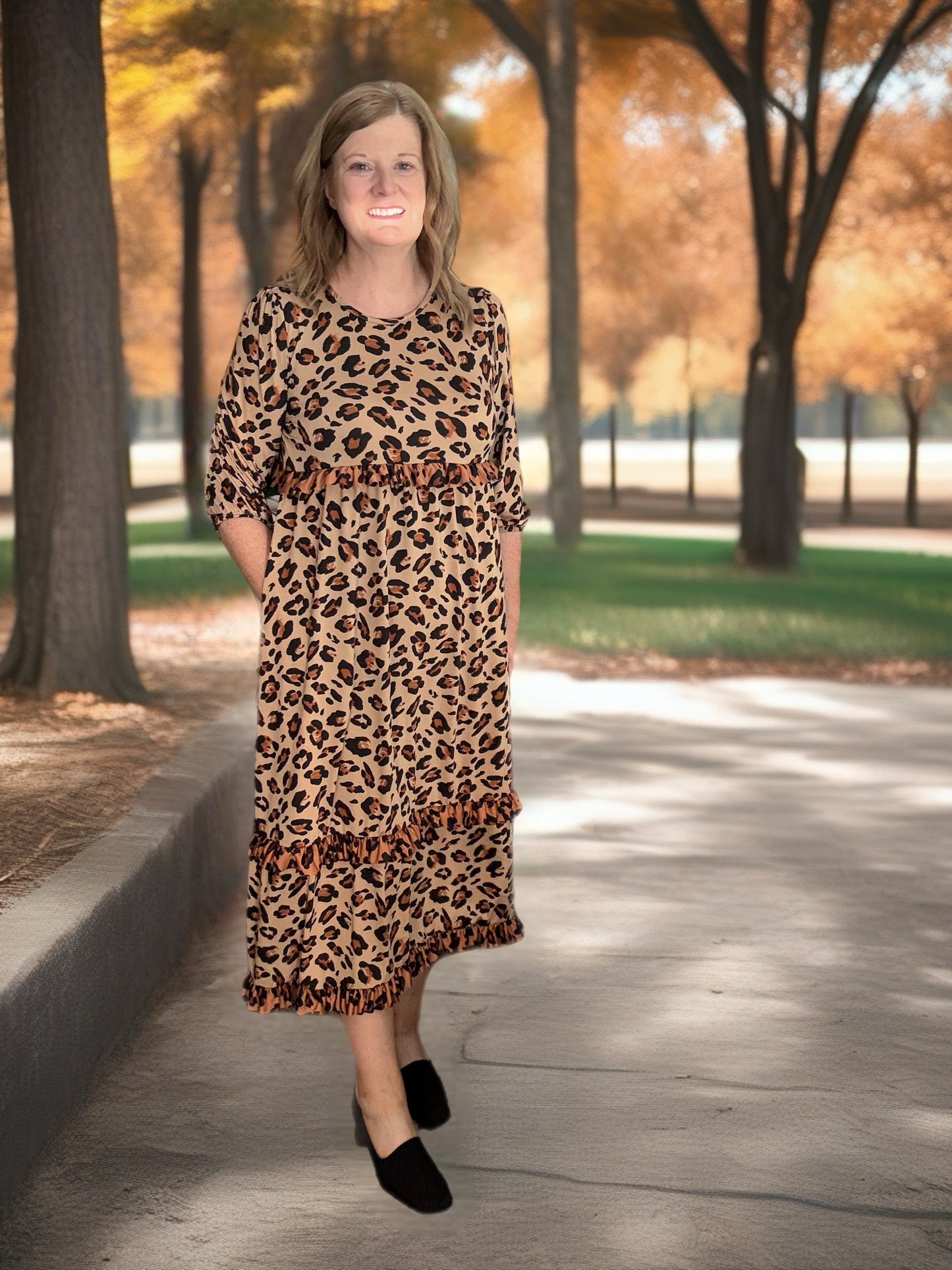 Tiered Ruffle Leopard Dress