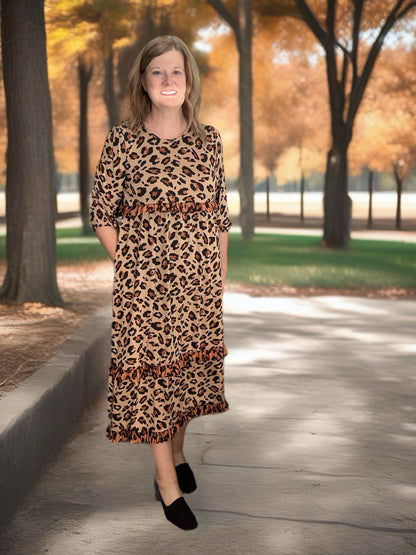 Tiered Ruffle Leopard Dress