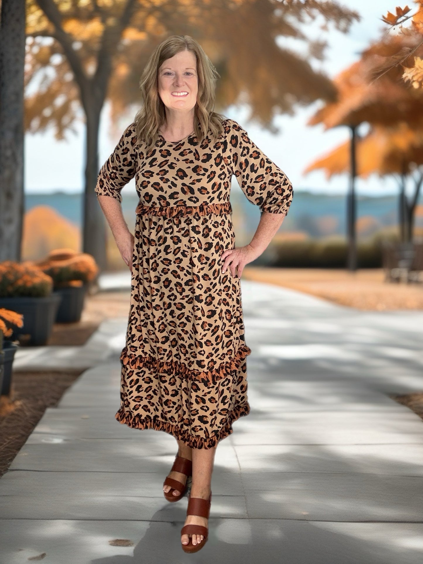 Tiered Ruffle Leopard Dress