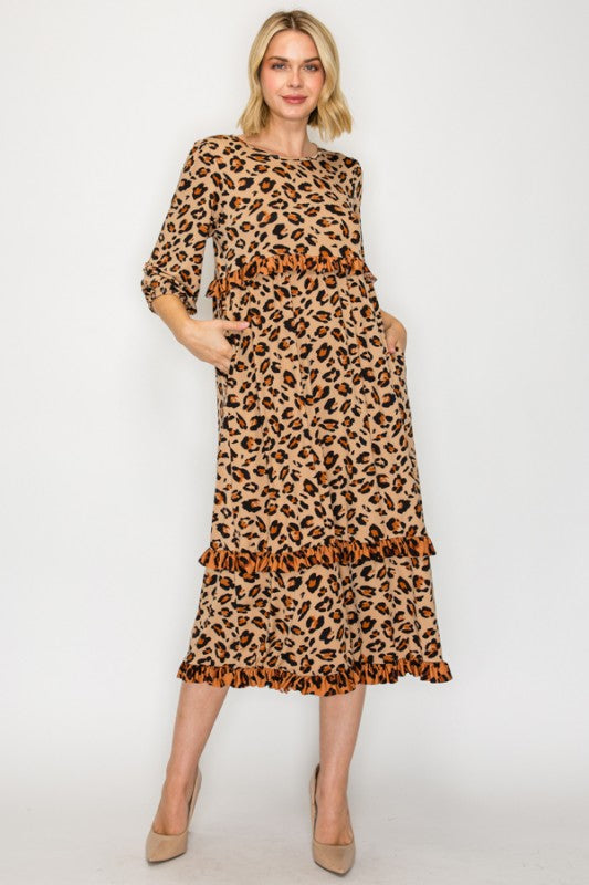 Tiered Ruffle Leopard Dress