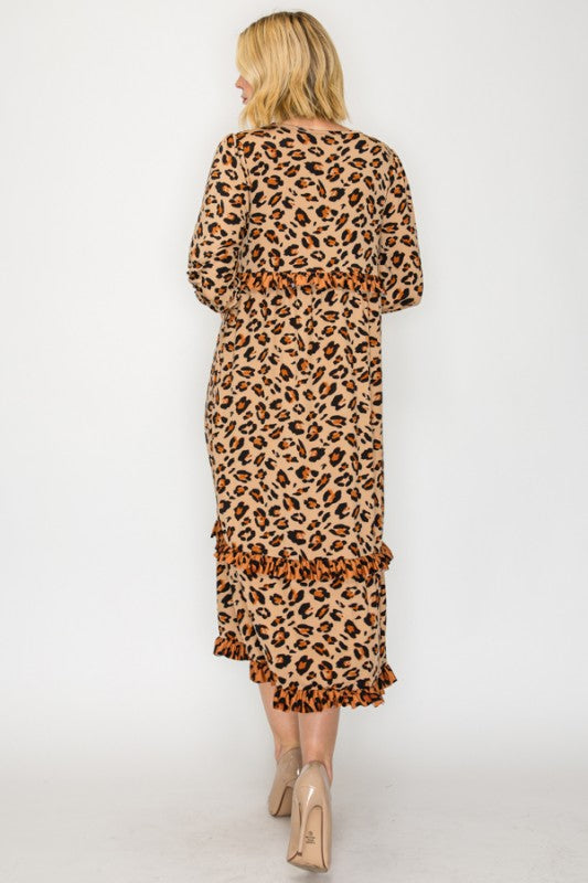 Tiered Ruffle Leopard Dress
