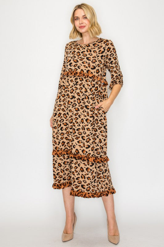 Tiered Ruffle Leopard Dress