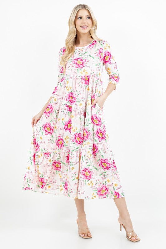 Breezy Pink Floral Dress-FINAL SALE
