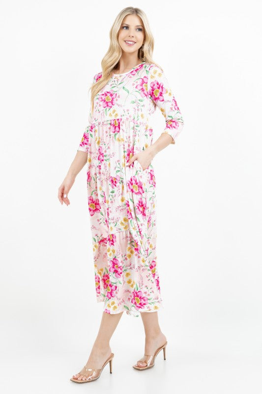 Breezy Pink Floral Dress-FINAL SALE