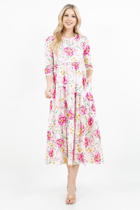 Breezy Pink Floral Dress-FINAL SALE
