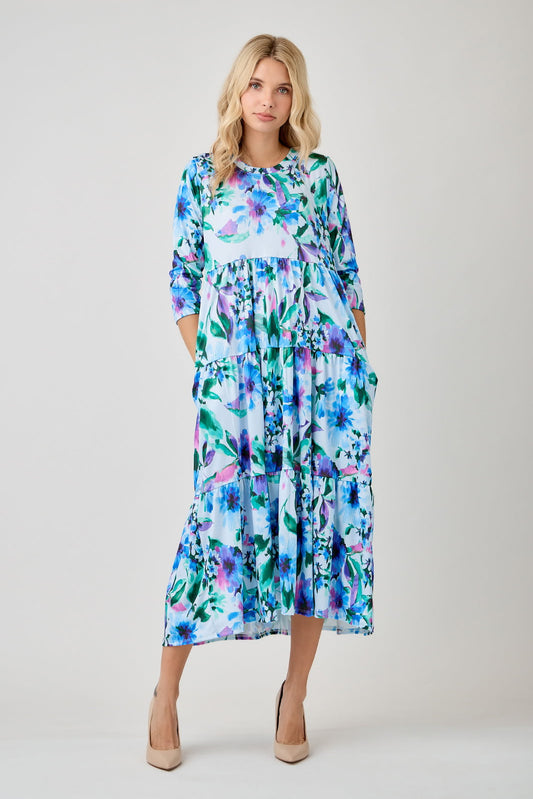 Breezy Blue Floral Dress-FINAL SALE